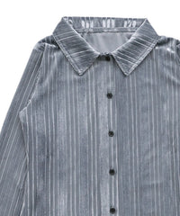 ランダムストライプベロアシャツ