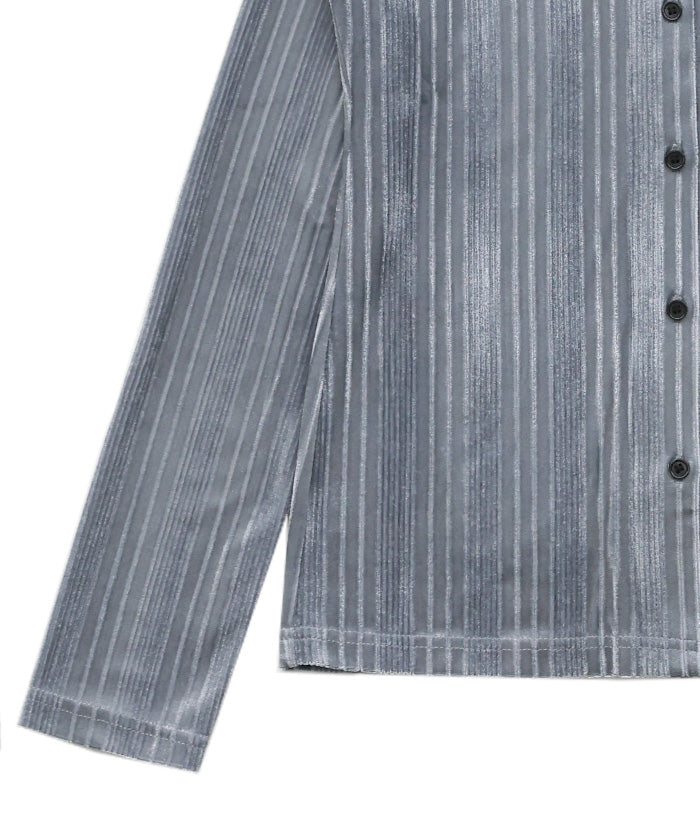 ランダムストライプベロアシャツ