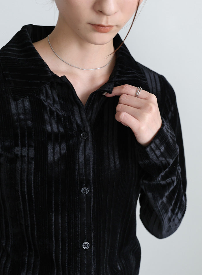 ランダムストライプベロアシャツ