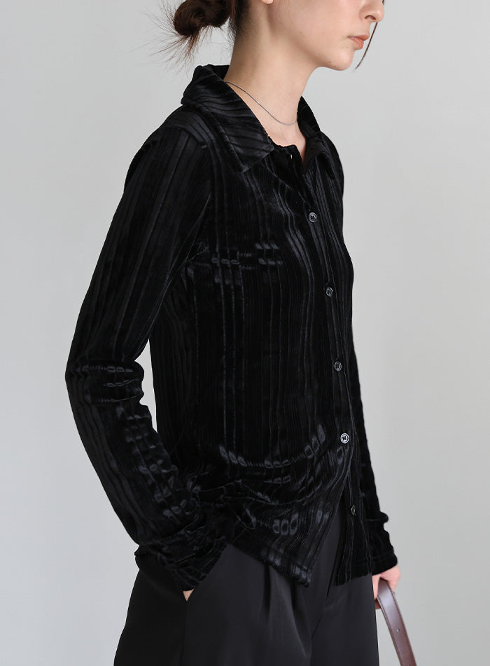 ランダムストライプベロアシャツ