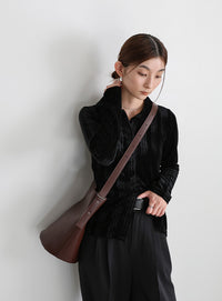 ランダムストライプベロアシャツ