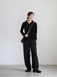 ランダムストライプベロアシャツ