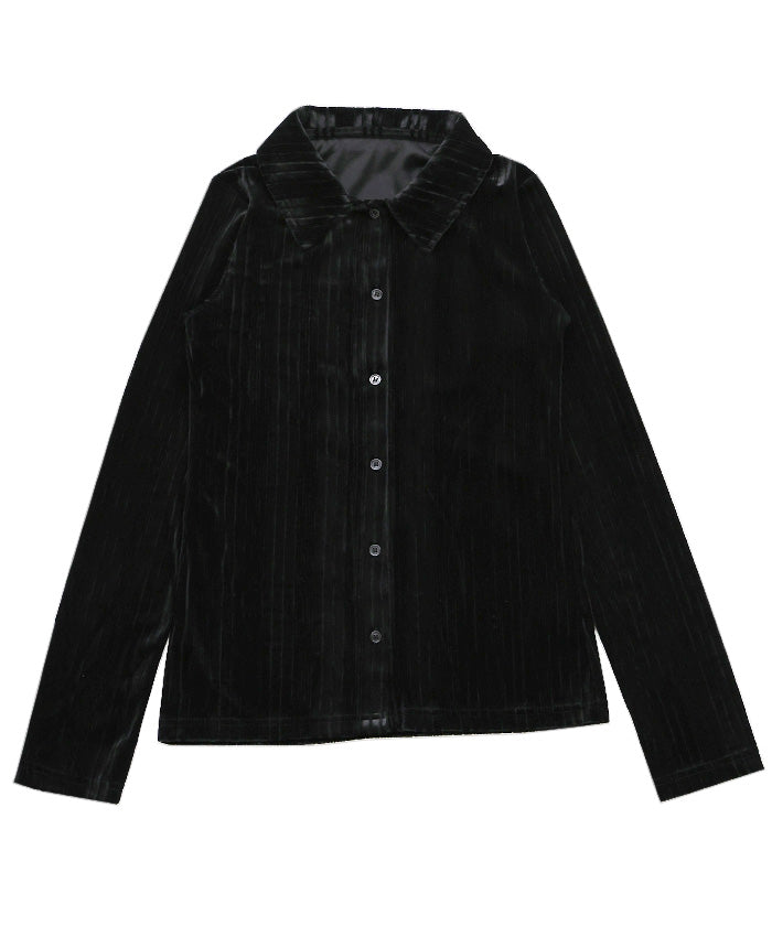 ランダムストライプベロアシャツ