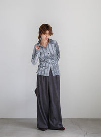 ランダムストライプベロアシャツ