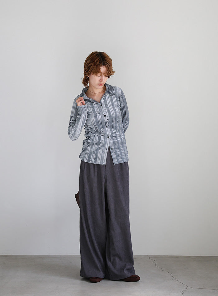 ランダムストライプベロアシャツ