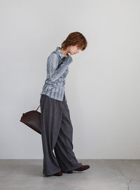 ランダムストライプベロアシャツ