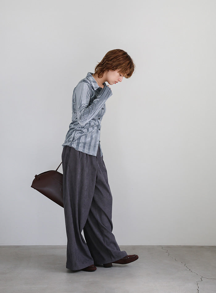 ランダムストライプベロアシャツ