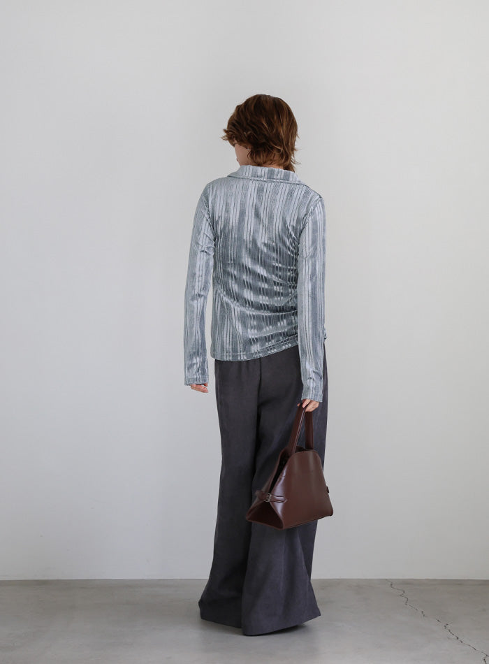 ランダムストライプベロアシャツ