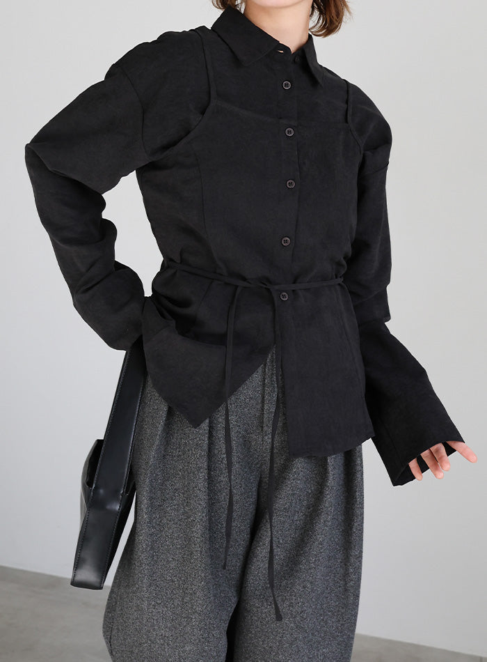 キャミレイヤードショートシャツ