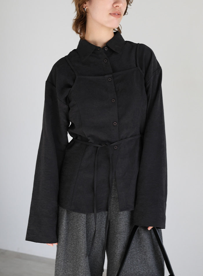 キャミレイヤードショートシャツ