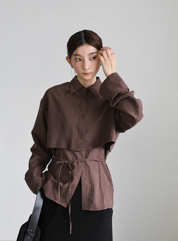 キャミレイヤードショートシャツ