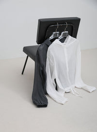 フード付き楊柳ドロストブラウス