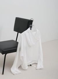 フード付き楊柳ドロストブラウス