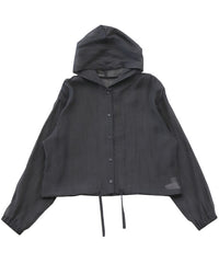 フード付き楊柳ドロストブラウス