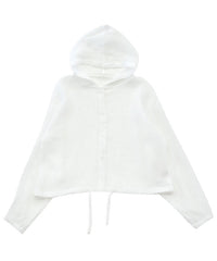 フード付き楊柳ドロストブラウス