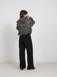 フード付き楊柳ドロストブラウス