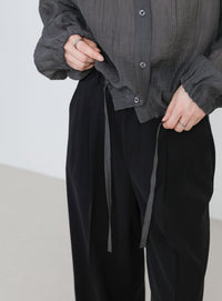 フード付き楊柳ドロストブラウス