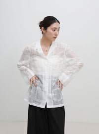 パッチワークエンブロイダリーシャツジャケット