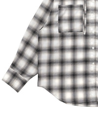 チェックシアーオーバーフーディーシャツ