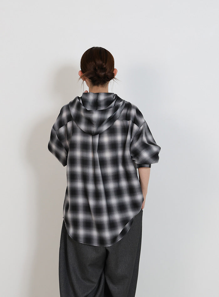 チェックシアーオーバーフーディーシャツ – SELECT MOCA