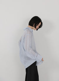 シアーストライプシャツ