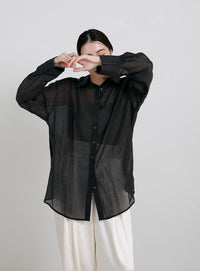 オーバーサイズワッシャーシアーシャツ