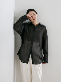 オーバーサイズワッシャーシアーシャツ