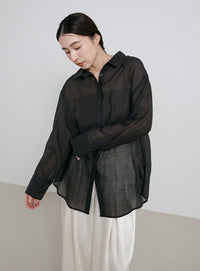 オーバーサイズワッシャーシアーシャツ