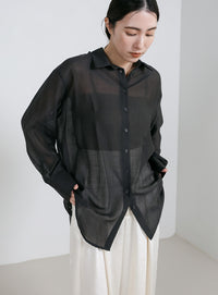 オーバーサイズワッシャーシアーシャツ