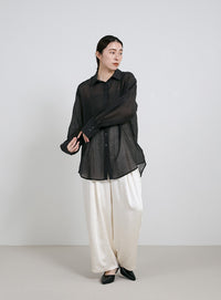 オーバーサイズワッシャーシアーシャツ