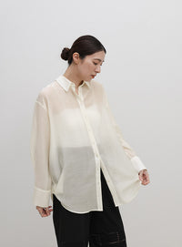 オーバーサイズワッシャーシアーシャツ