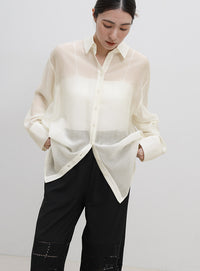 オーバーサイズワッシャーシアーシャツ