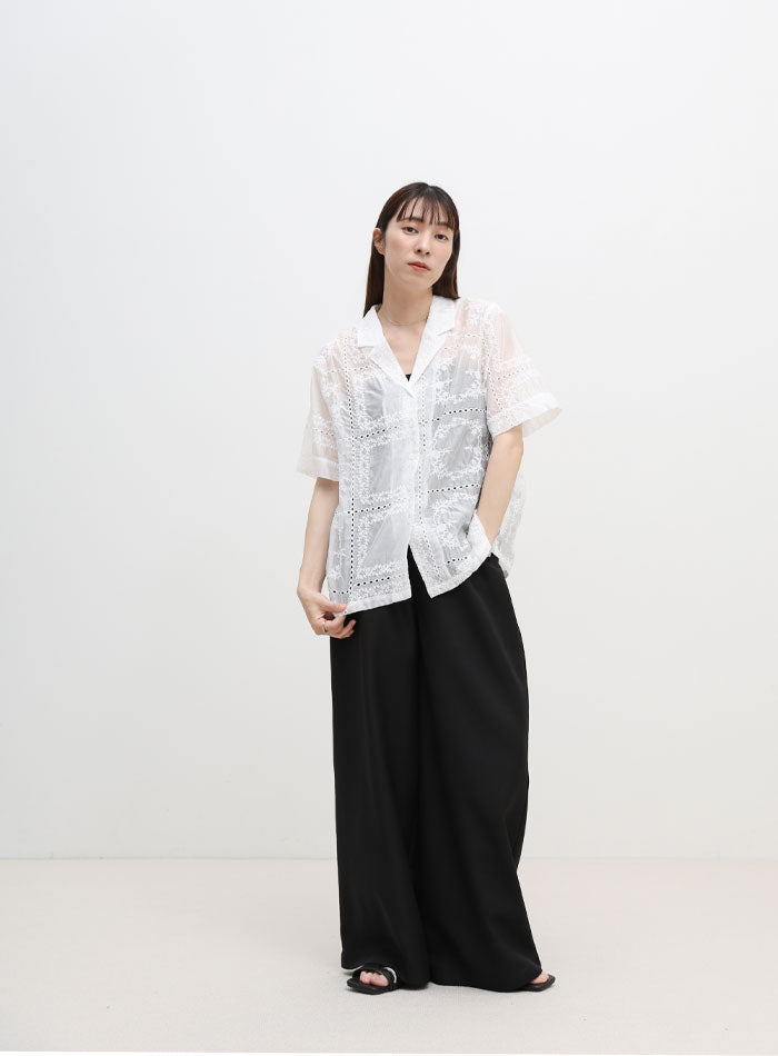パッチワークエンブロイダリーハーフシャツジャケット – SELECT MOCA