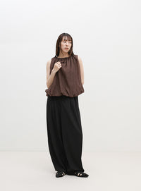シアーワッシャーバルーンノースリーブブラウス