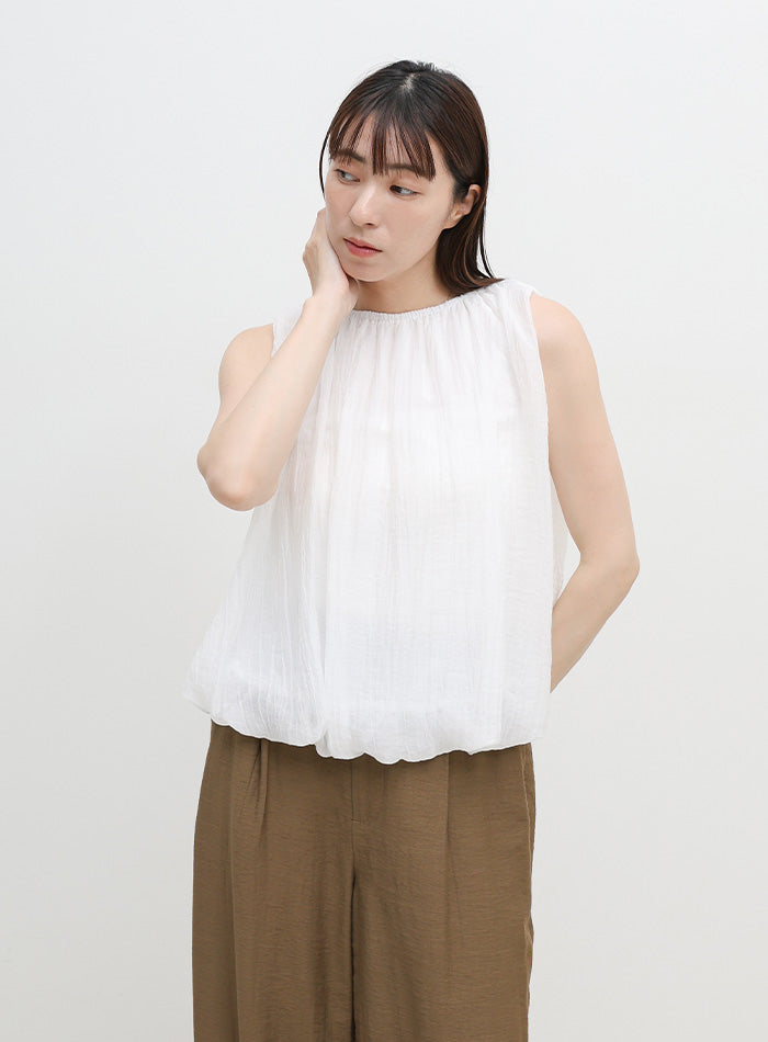 シアーワッシャーバルーンノースリーブブラウス – SELECT MOCA