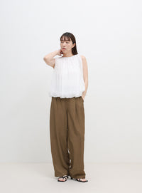 シアーワッシャーバルーンノースリーブブラウス