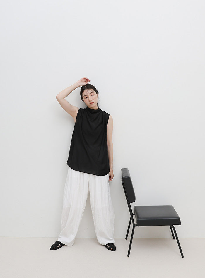ネックドレープシアーノースリーブブラウス – SELECT MOCA