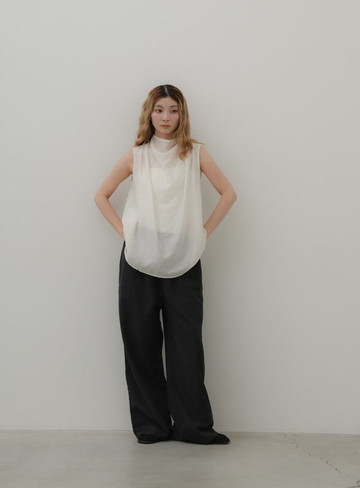 ネックドレープシアーノースリーブブラウス – SELECT MOCA