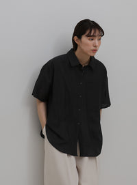 ニュアンスワッシャーシアーハーフシャツ