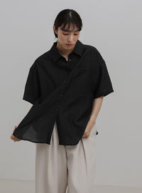 ニュアンスワッシャーシアーハーフシャツ
