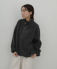 スタンドネックフリースハーフジップ