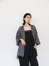 【Et】スリーブギャザーシアーワイドシャツ