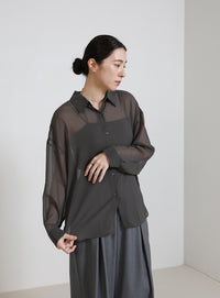 シフォンシアーシャツ