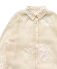 フラワーエンブロイダリーシアーオーバーサイズシャツ【セットアップ対応】【by SON】
