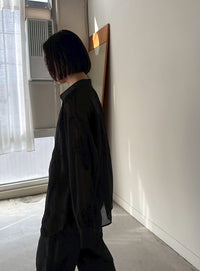 フラワーエンブロイダリーシアーオーバーサイズシャツ【セットアップ対応】【by SON】