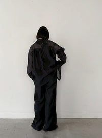 フラワーエンブロイダリーシアーオーバーサイズシャツ【セットアップ対応】【by SON】