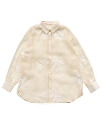 フラワーエンブロイダリーシアーオーバーサイズシャツ【セットアップ対応】【by SON】