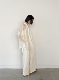 フラワーエンブロイダリーシアーオーバーサイズシャツ【セットアップ対応】【by SON】