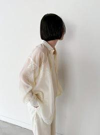 フラワーエンブロイダリーシアーオーバーサイズシャツ【セットアップ対応】【by SON】