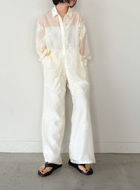 フラワーエンブロイダリーシアーオーバーサイズシャツ【セットアップ対応】【by SON】